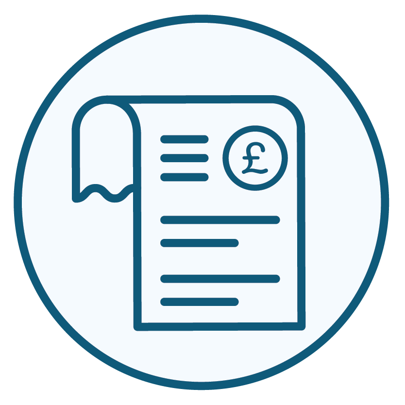 A simple, blue and white illustration of a bill