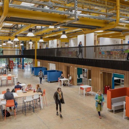 Internal view of Bath Spa University Locksbrook Campus atrium