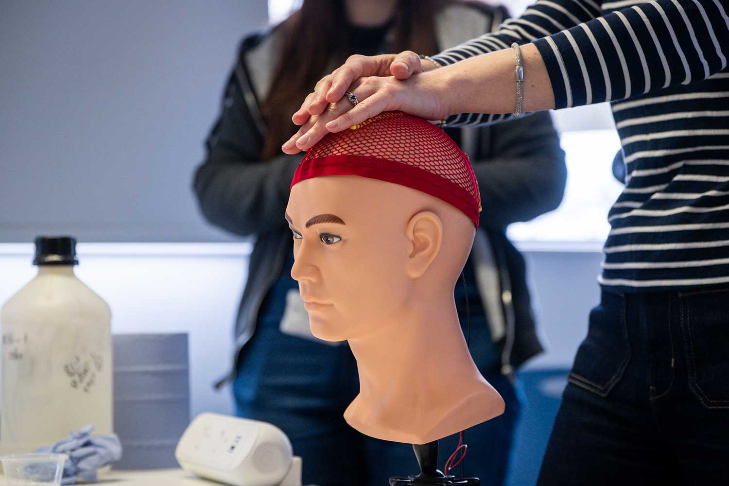 A mannequin being used for a psychology experiment