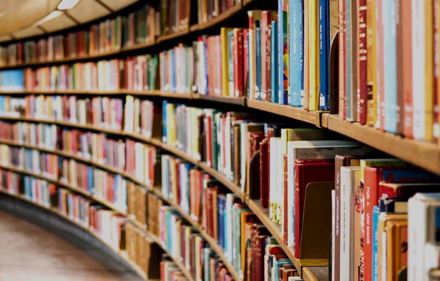 Shelves of books in a library